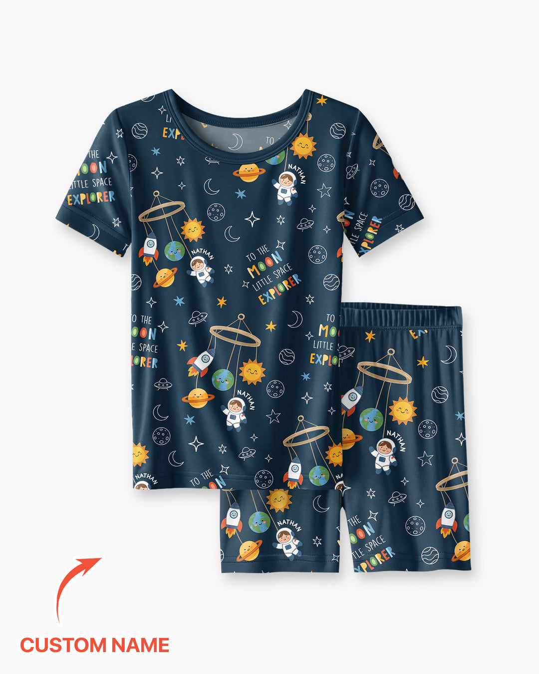 Little Astronaut Big Dream Bamboo Two Piece Short Sleeve Shorts Pajama Set