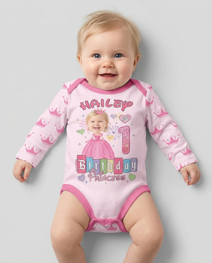 Custom Photo Birthday Princess Bamboo Bodysuit