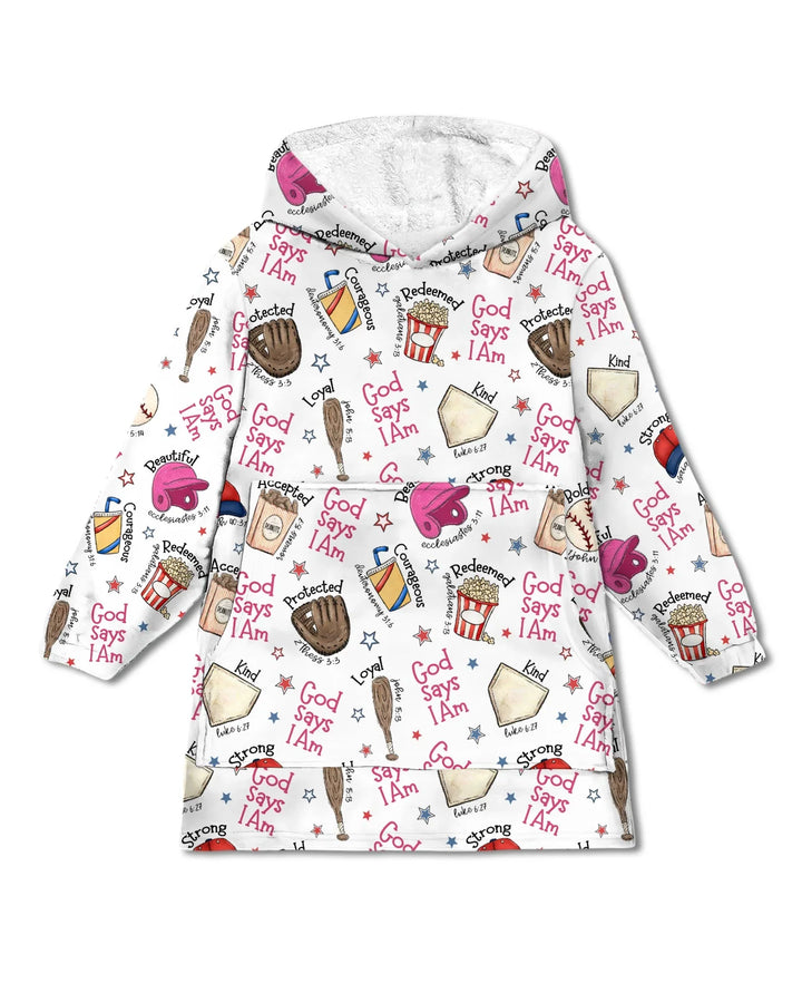 Christian Baseball Wearable Bamboo Blanket Hoodie