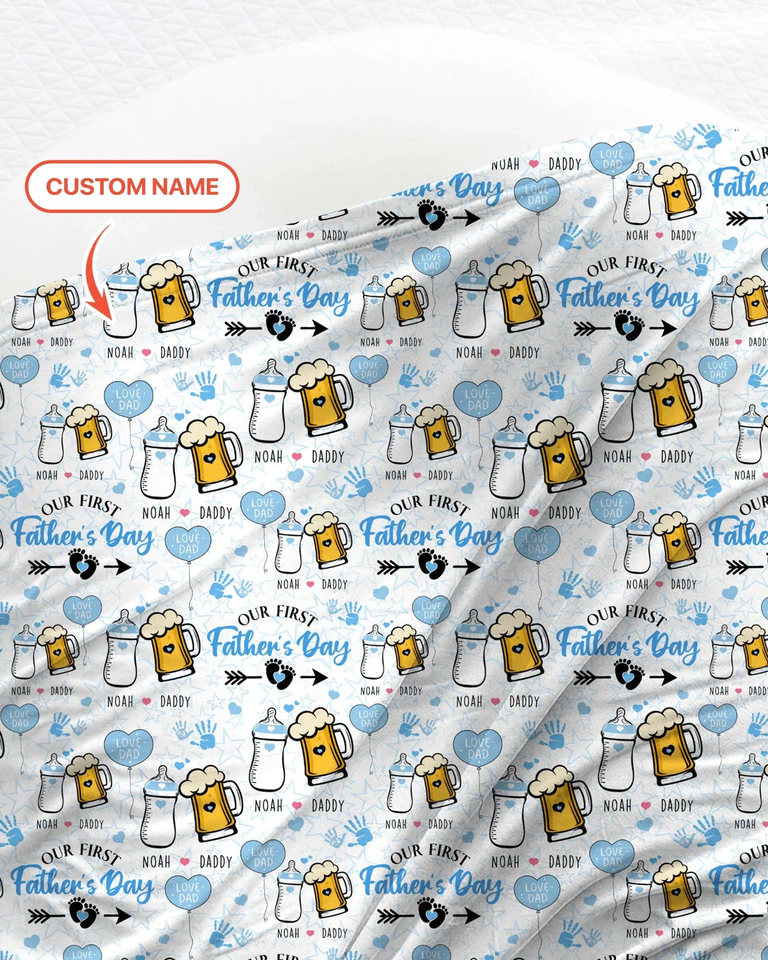 Custom Name First Father's Day Drink swaddle blanket
