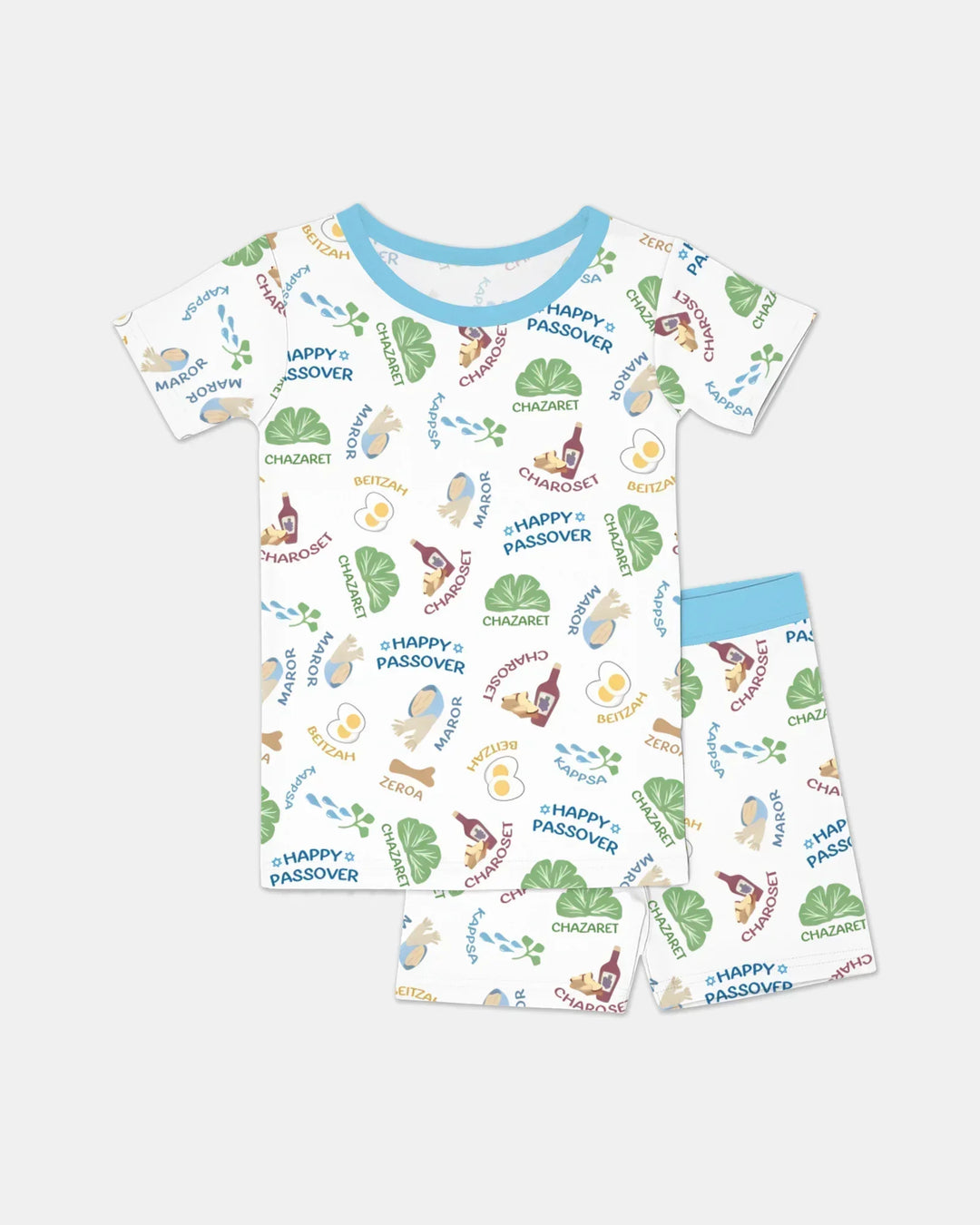 Happy Passover Matching Family Bamboo Two Piece Short Sleeve Shorts Pajama Set