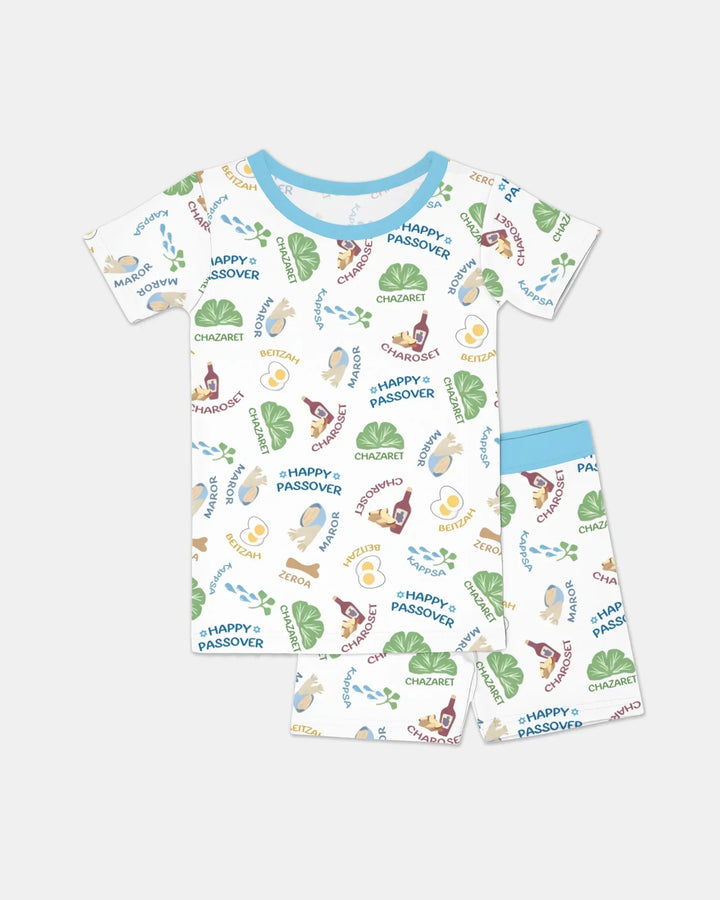 Happy Passover Matching Family Bamboo Two Piece Short Sleeve Shorts Pajama Set