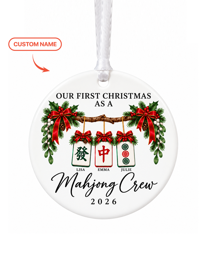 Custom Name Mahjong Crew Ceramic Ornament