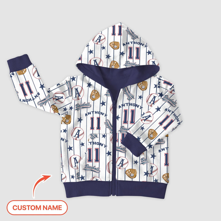 Custom Name Baseball Time Bamboo Zip Hoodie