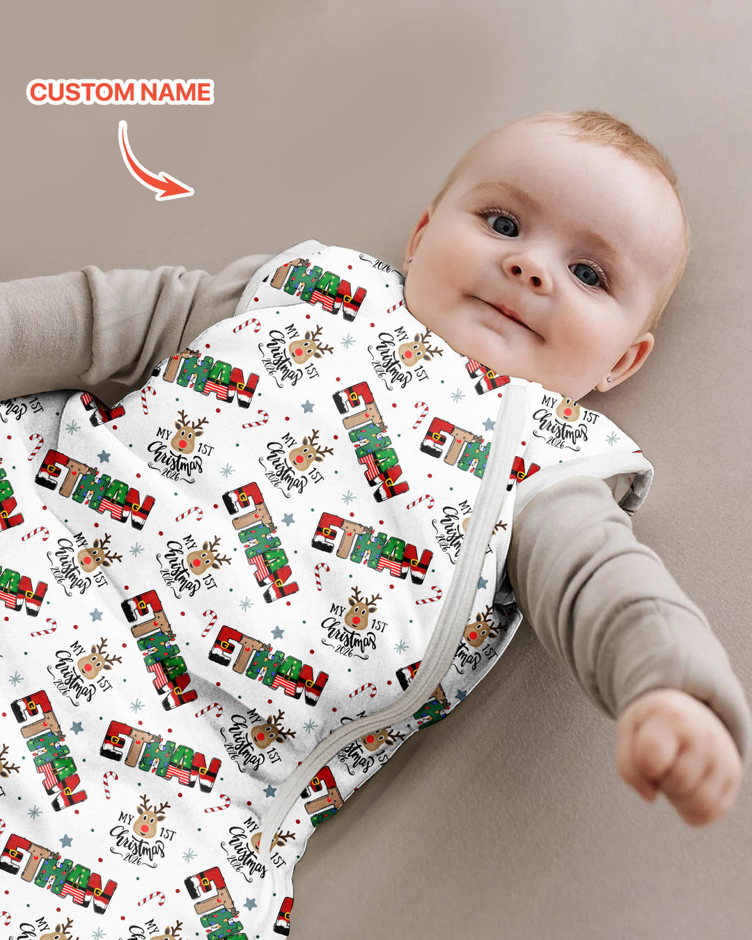 Custom Name "My First Christmas 2026" - Bamboo Sleep Bag (G)