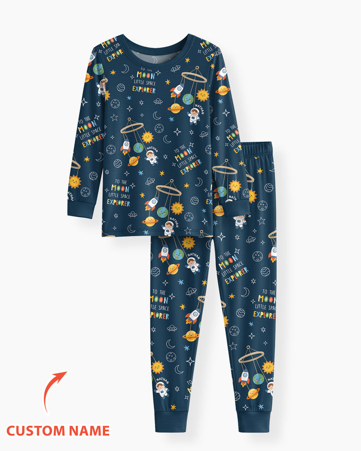 Little Astronaut Big Dream Bamboo Two Piece Long Sleeve Pajama Set