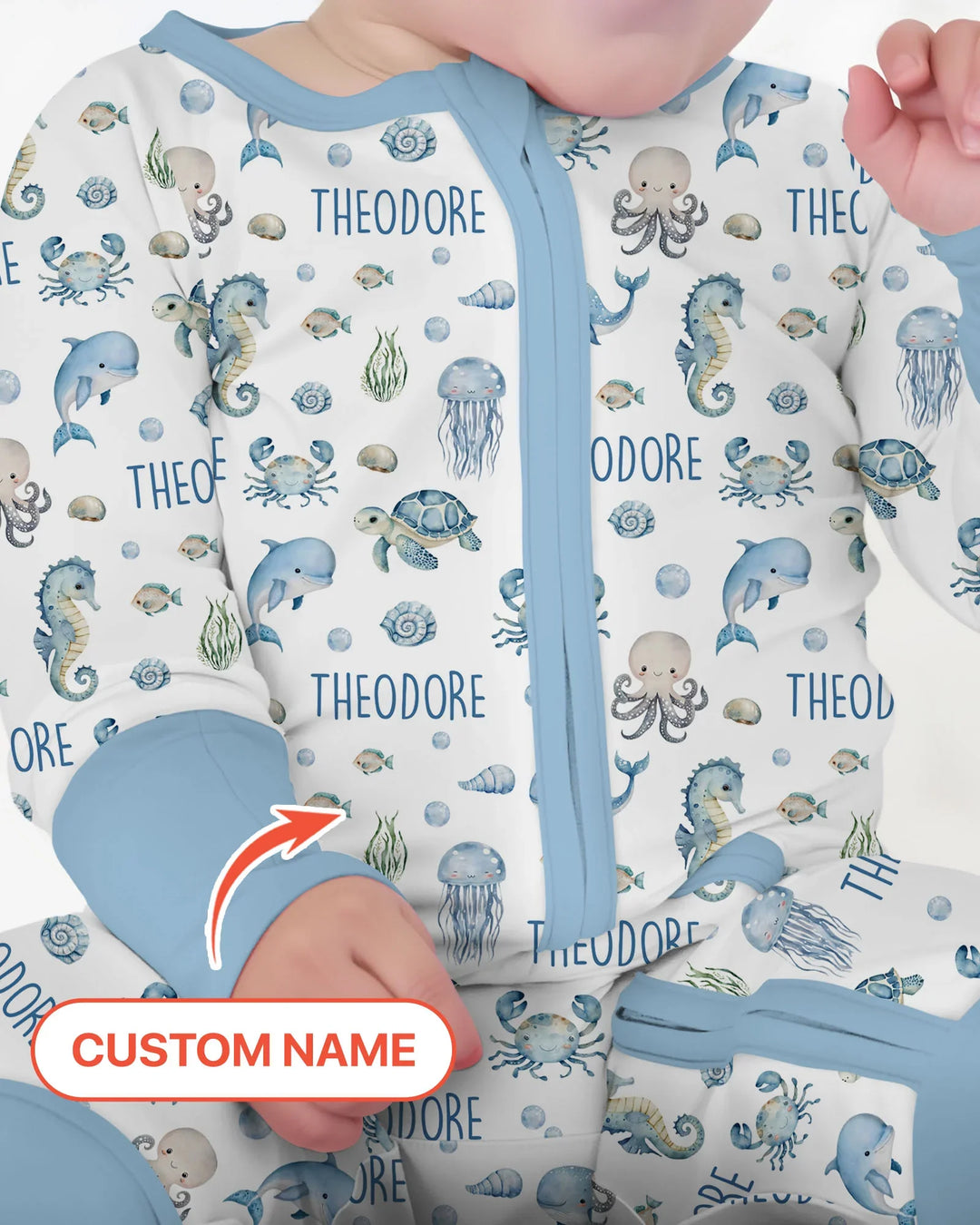 Custom Name Ocean Friends  Bamboo Convertible Zippy