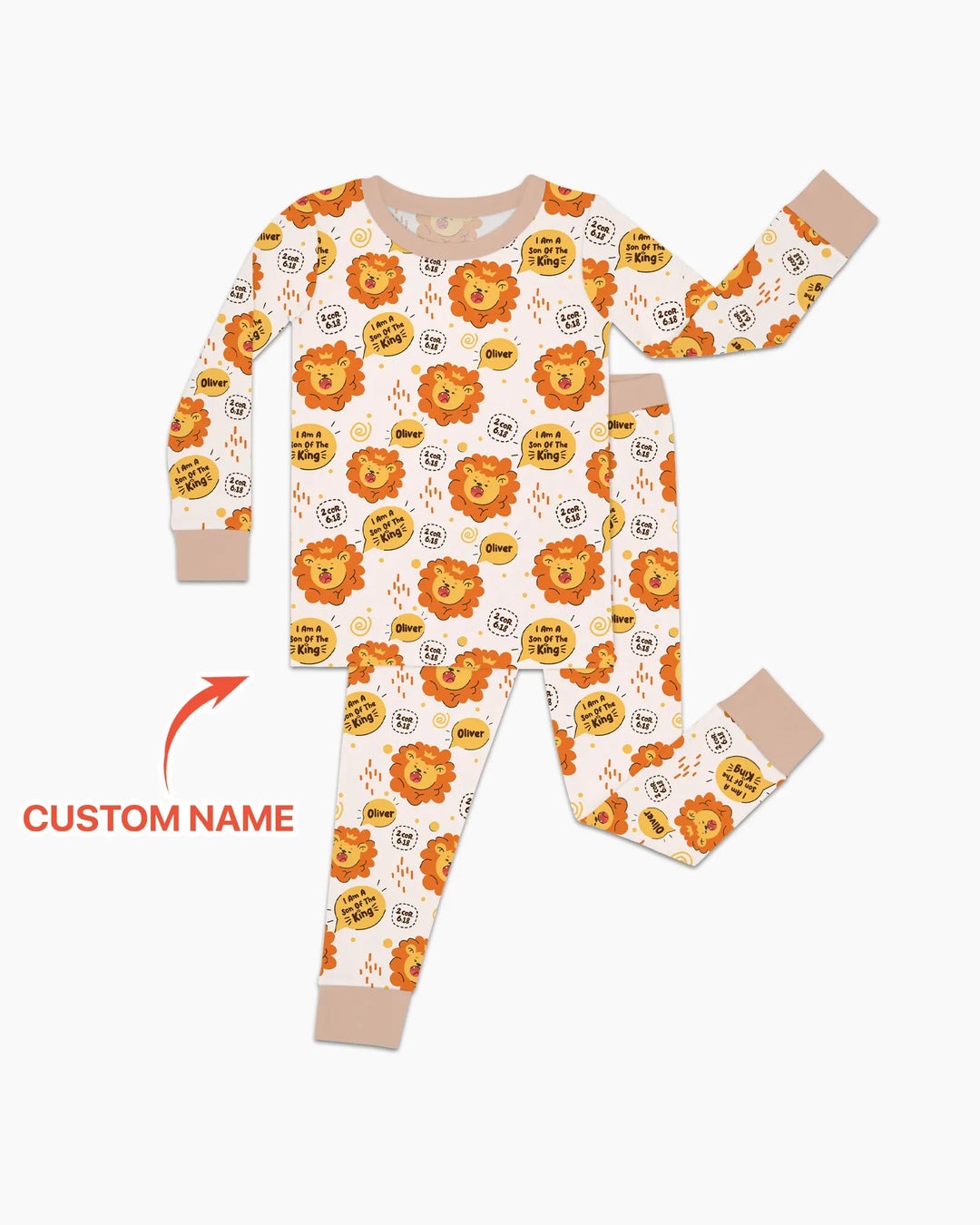 I Am A Son Of The King Custom Name Two Piece Long Sleeve Pajama Set