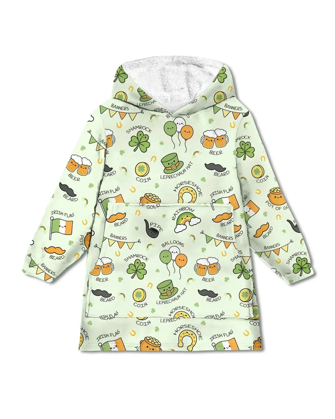 Kawaii St Patrick's Day Wearable Bamboo Blanket Hoodie