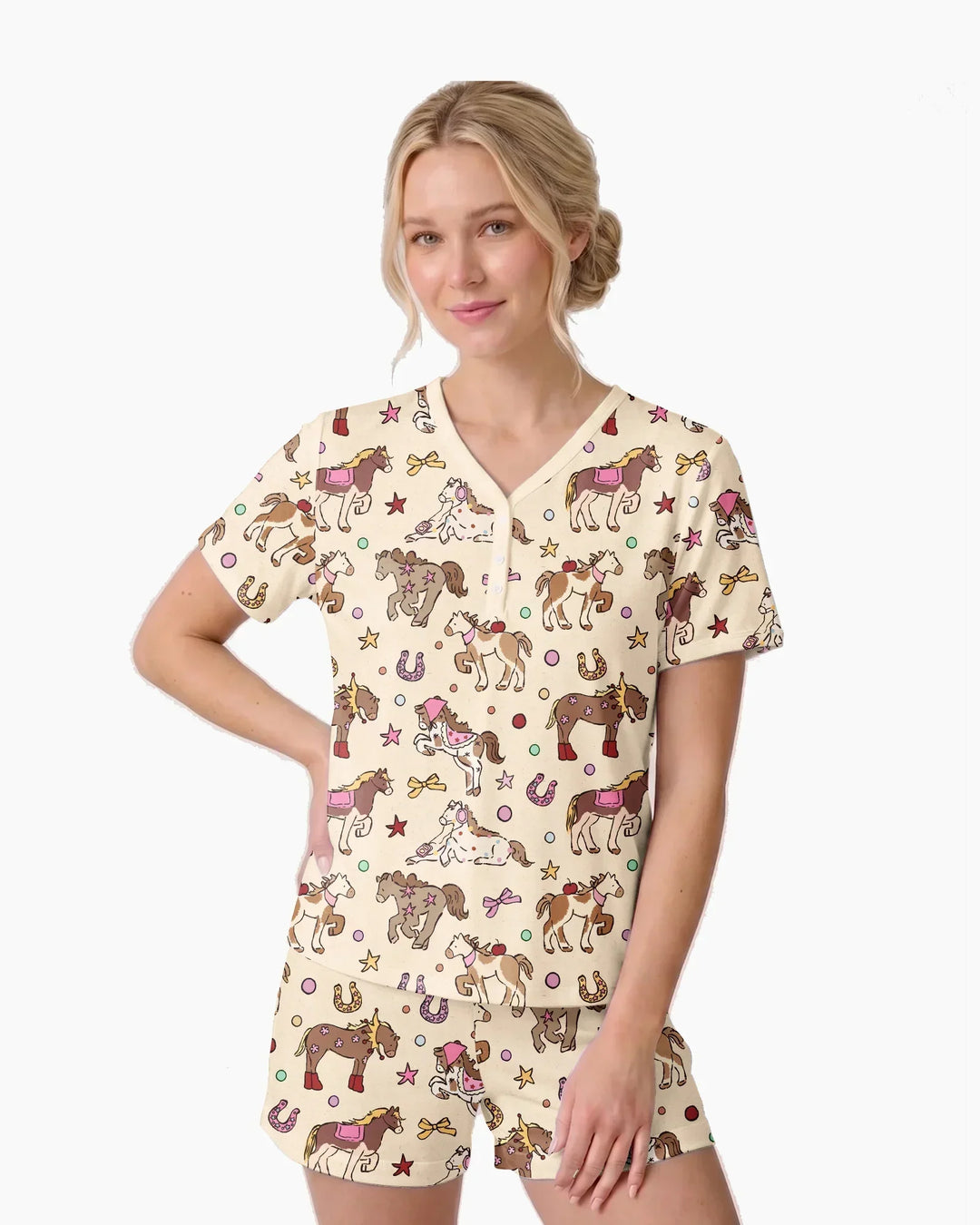 Lil' Buckaroo Bamboo Women Short Sleeve Short Pajama Set