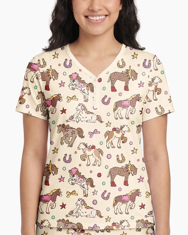 Lil' Buckaroo Bamboo Women Short Sleeve Short Pajama Set
