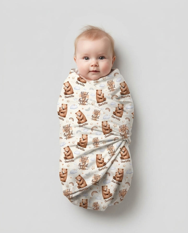Custom Name Blessed By God Spoiled By Grandma Swaddle Blanket