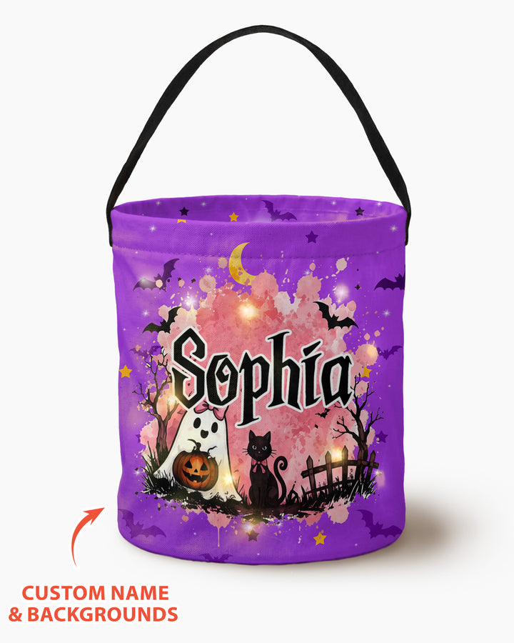 Halloween Spooky Custom Name Led Light Bucket Bag