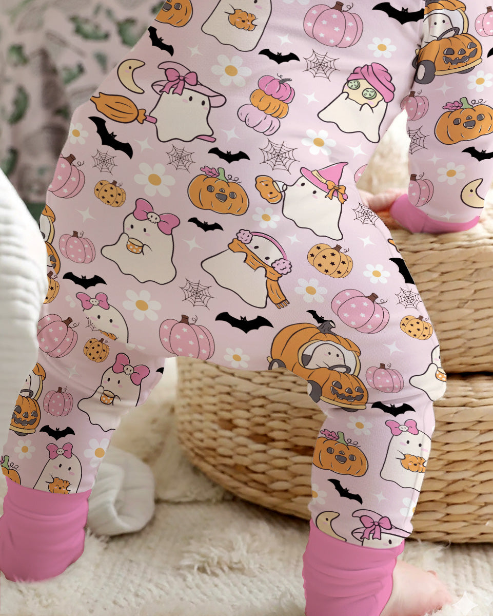 Pink Boo Patch Bamboo Convertible Zippy