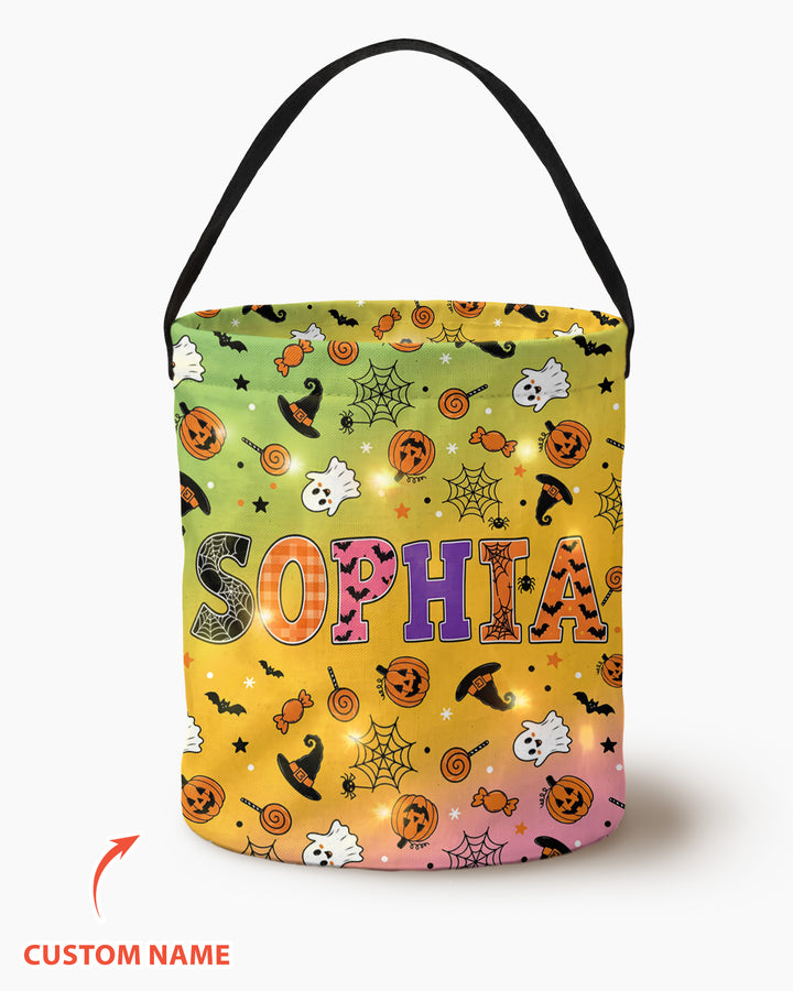 Halloween Name Spooky Letters Led Light Bucket Bag