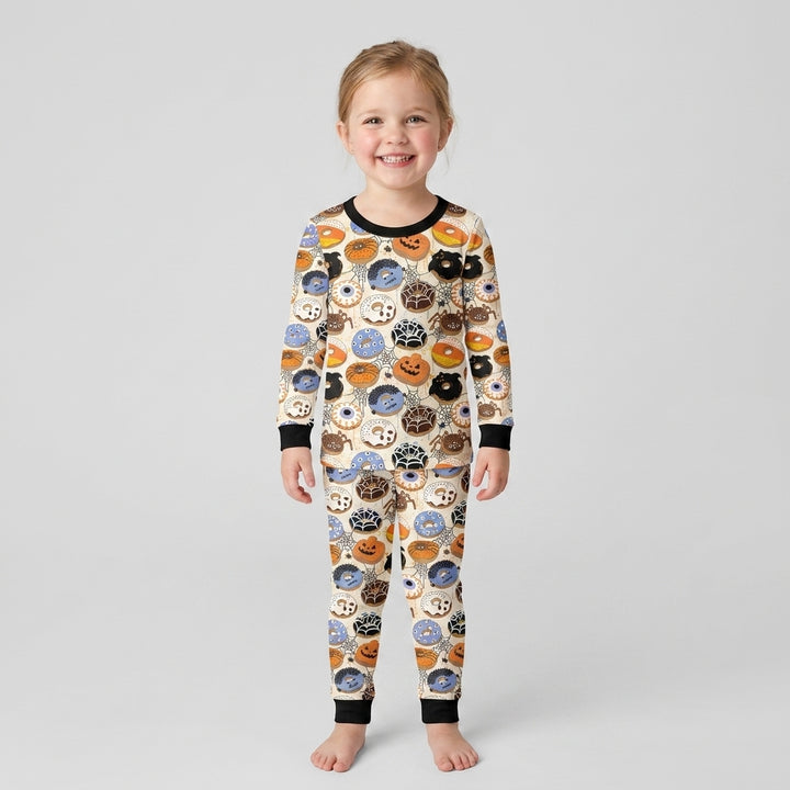 Cute Spooky Donuts Bamboo Two Piece Long Sleeve Pajama Set