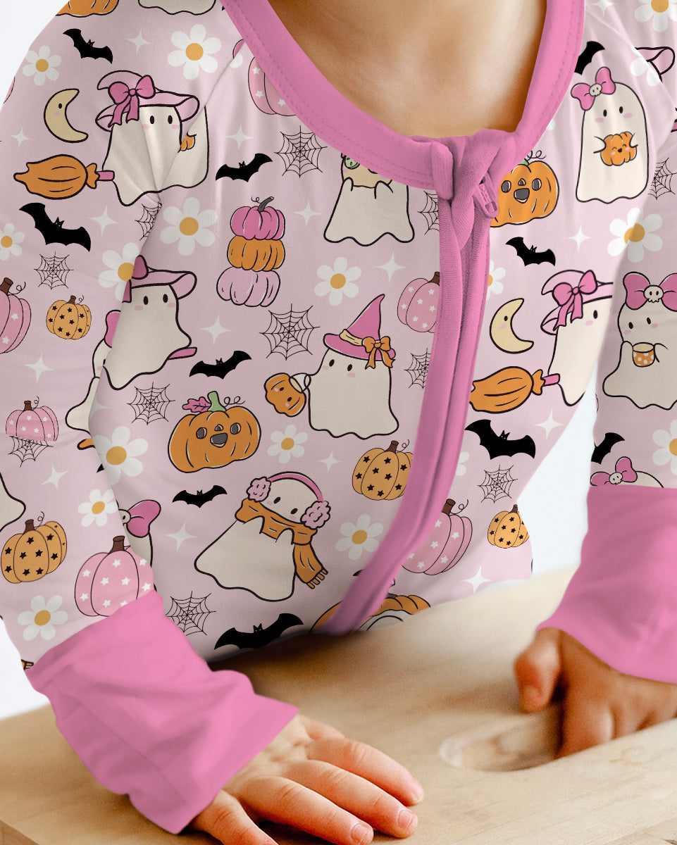 Pink Boo Patch Bamboo Convertible Zippy