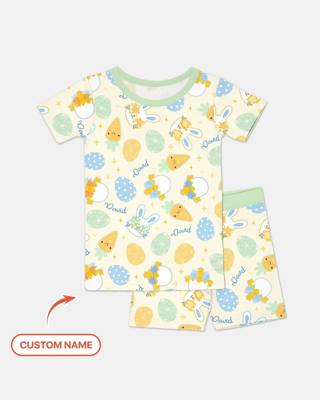 Retro Easter Bamboo Two Piece Short Sleeve Shorts Pajama Set