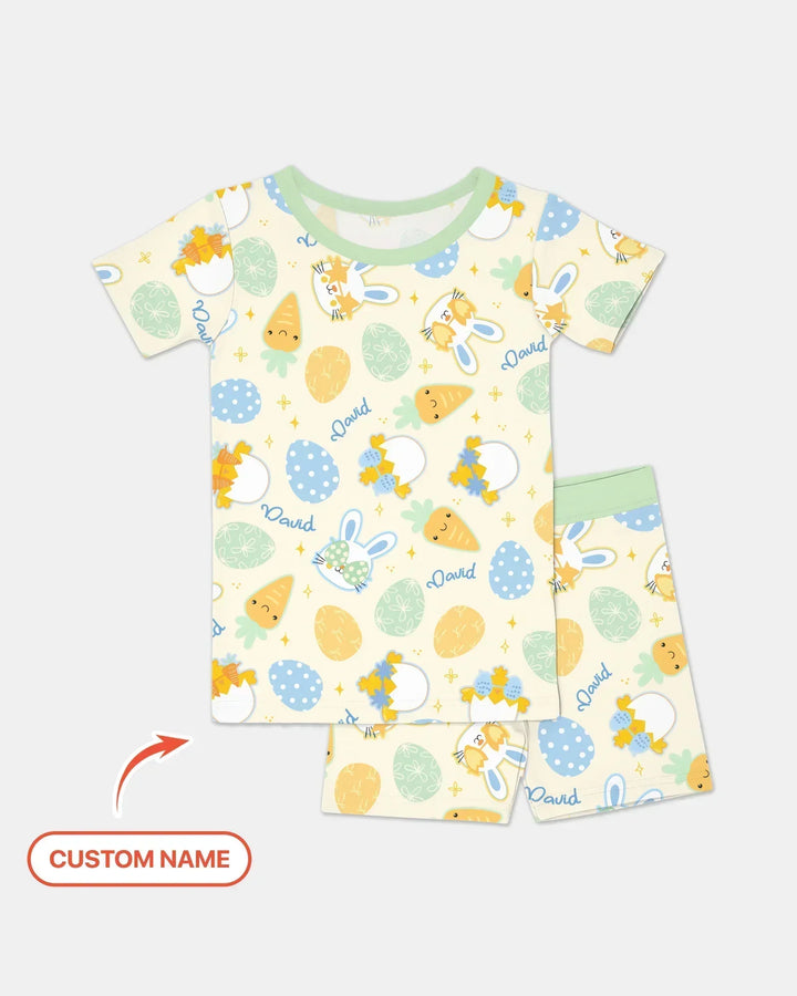 Retro Easter Bamboo Two Piece Short Sleeve Shorts Pajama Set
