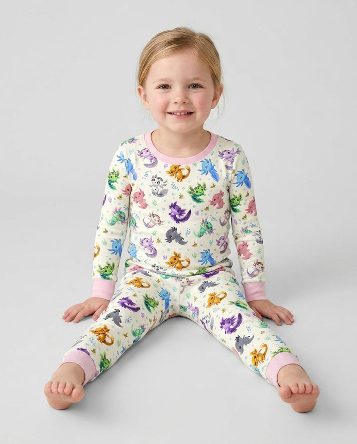 I Love You Axolotl Bamboo Two Piece Long Sleeve Pajama Set