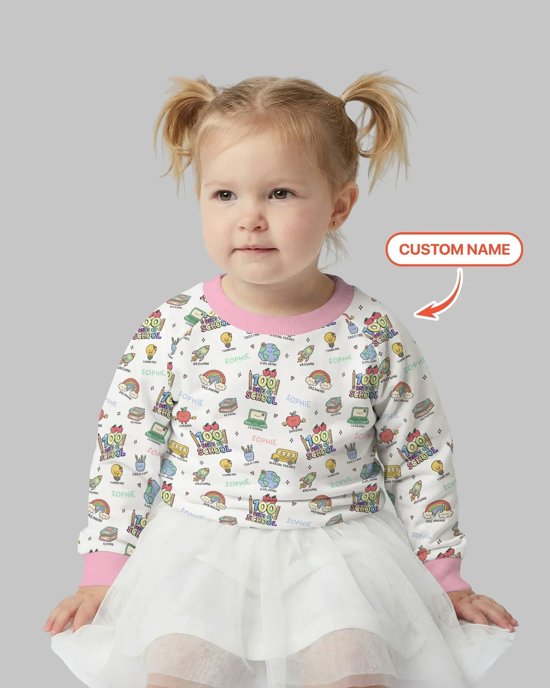 Custom Name Celebration Hundred Days Bamboo Crewneck Sweatshirt