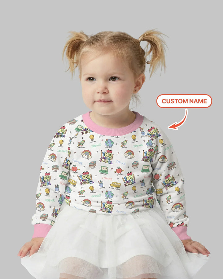 Custom Name Celebration Hundred Days Bamboo Crewneck Sweatshirt