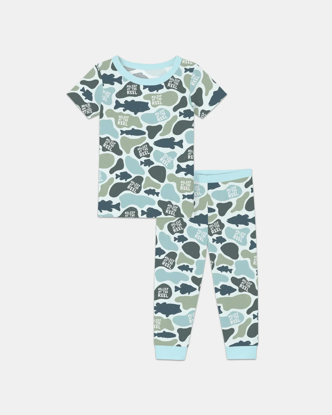 Asleep At The Reel Matching Daddy & Me Bamboo Two Piece Short Sleeve Pajama Set
