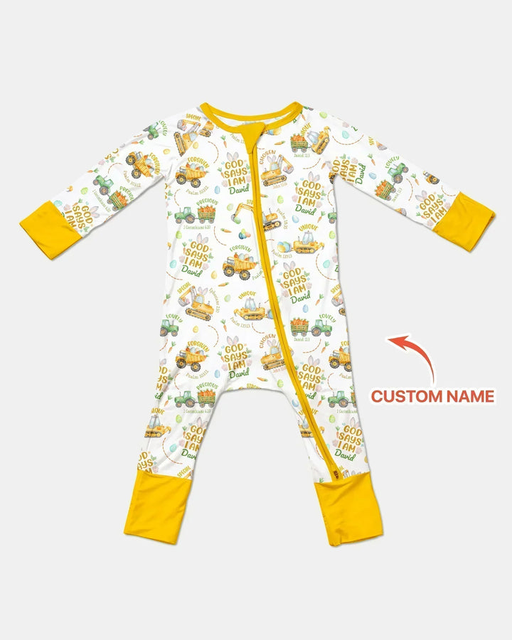 Happy Easter God Says I Am Custom Name Bamboo Convertible Zippy