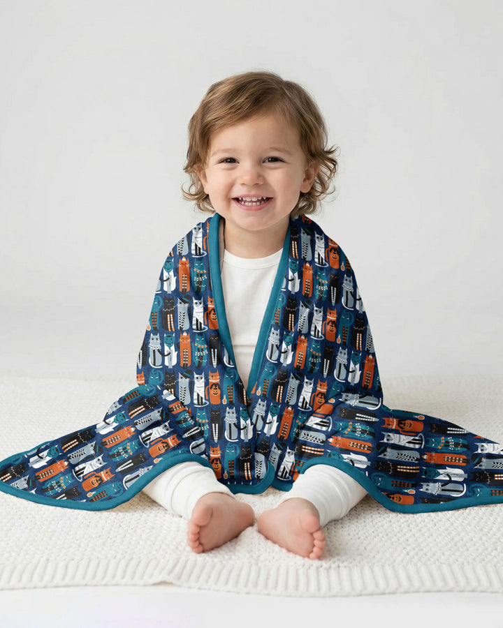 Retro Halloween Cat Bamboo Blanket