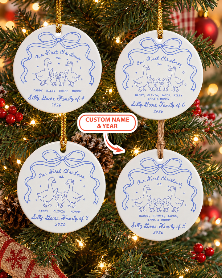 First Christmas Silly Goose Family Ceramic Ornament