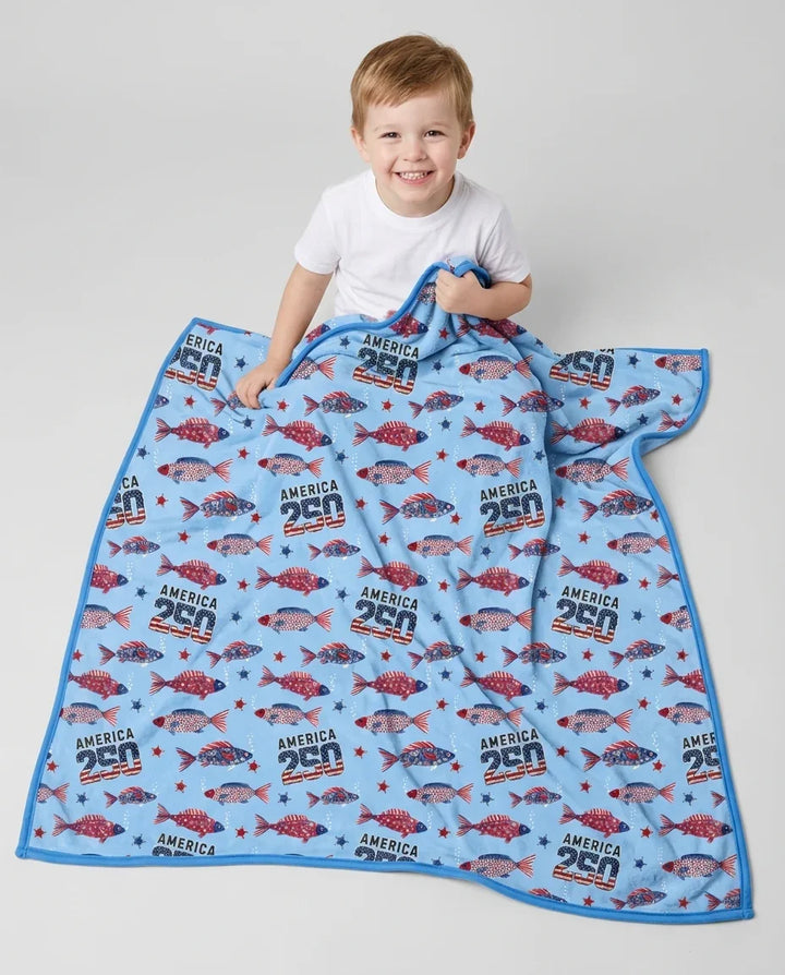 Stars and Stripes Fish Bamboo Blanket