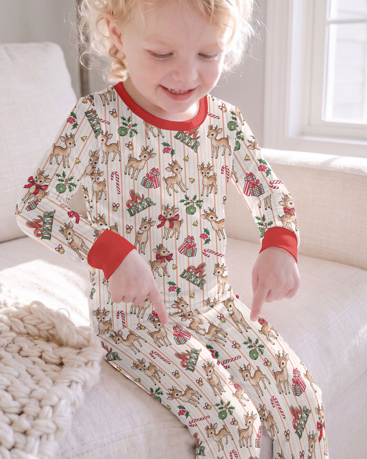 Oh Deer Mommy & Me Matching Bamboo Two Piece Long Sleeve Pajama Set