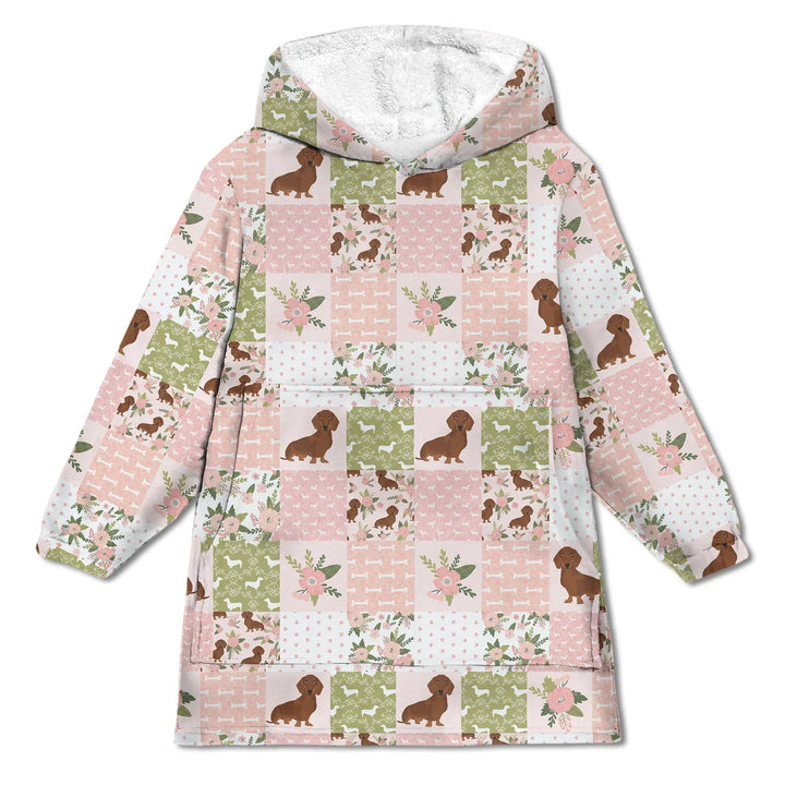 Floral Dachshund Grace Bamboo Blanket Hoodie