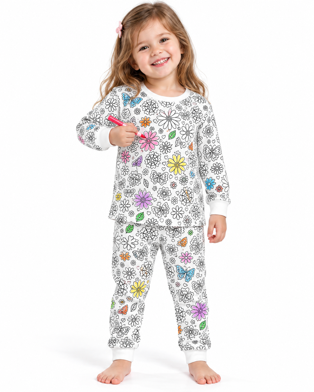 Floral Flutter Colorable Bamboo Two Piece Pyjamas Set