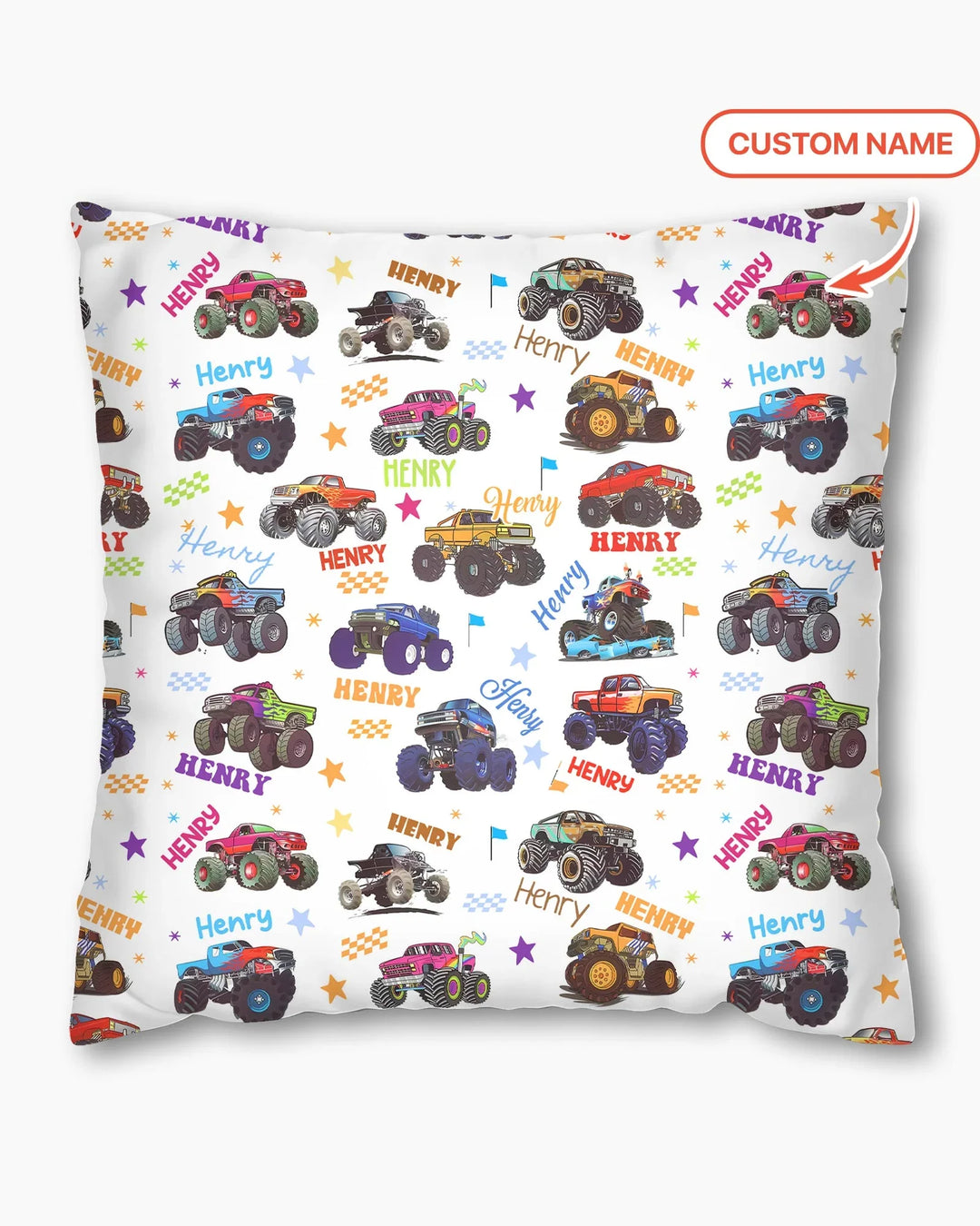 Monster Truck Custom Name Bamboo Pillow Case