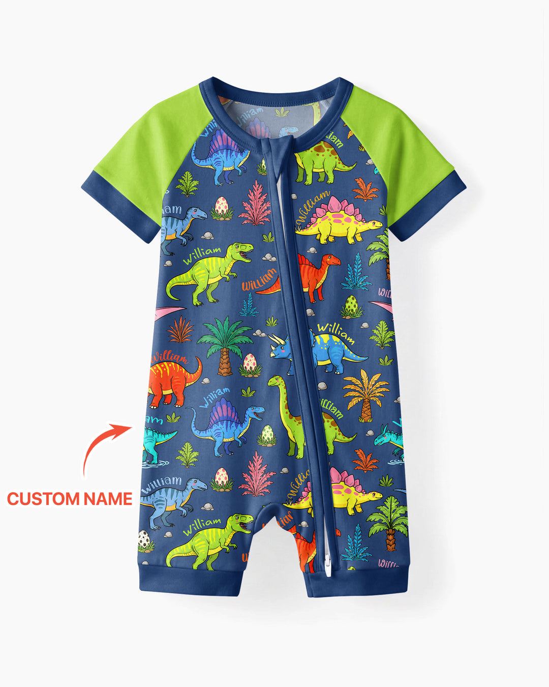 Dino Field Guide Custom Name Bamboo Shorty Zippy