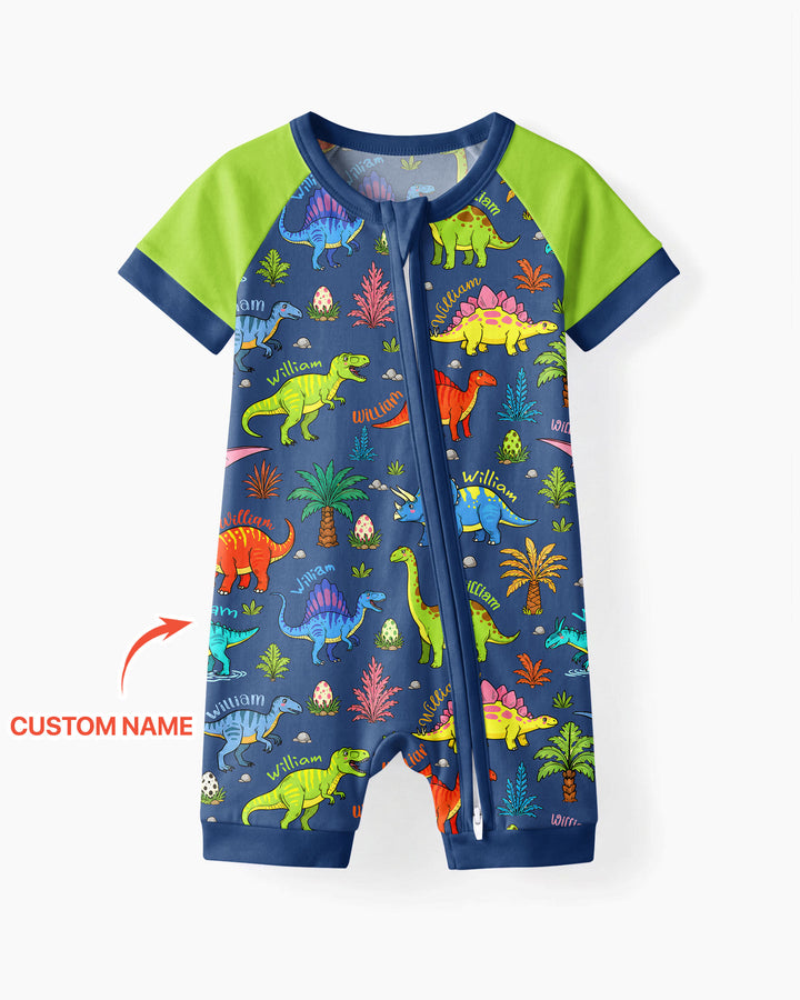 Dino Field Guide Custom Name Bamboo Shorty Zippy