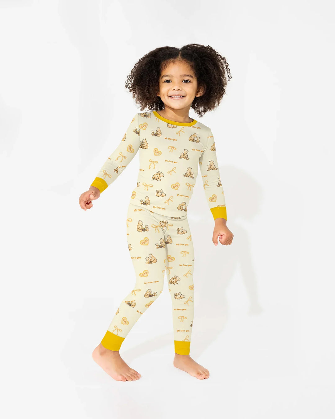 Sweat Yellow Mama Bear Two Piece Long Sleeve Pajama Set