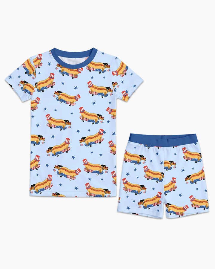 American Hot Dog Bamboo Two Piece Short Sleeve Shorts Pajama Set