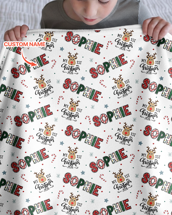 Custom Name "My First Christmas 2025" - Bamboo Blanket (S)