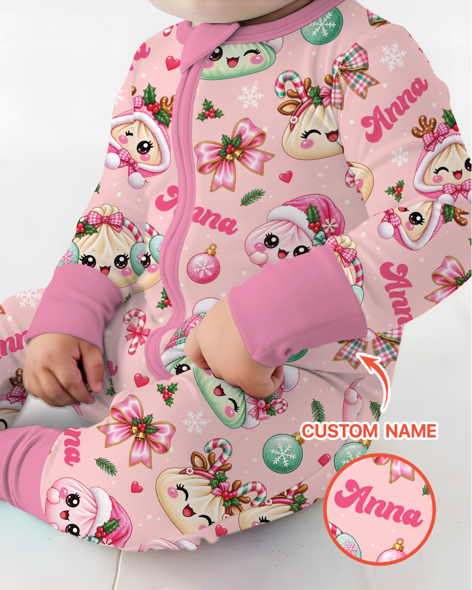 Custom Name Kawaii Christmas Dumpling Bamboo Convertible Zippy