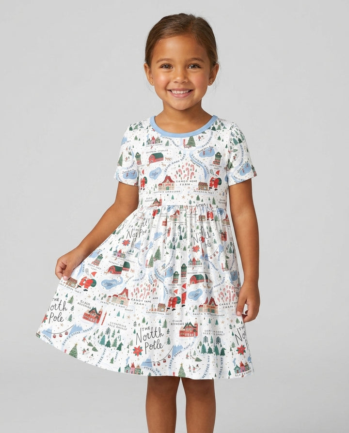 The North Pole Map Bamboo Twirl Dress