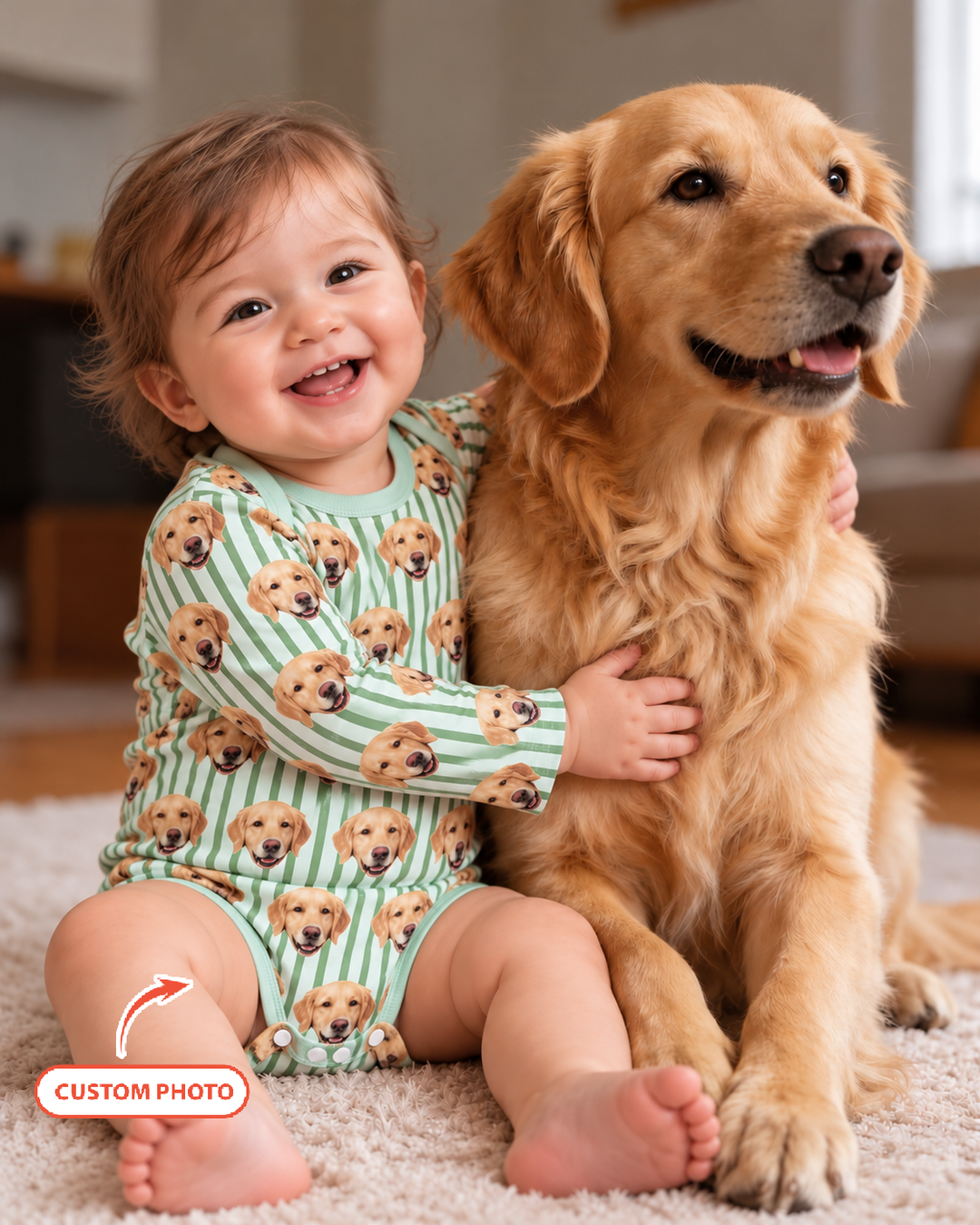 Cute Baby With Pet Bamboo Bodysuit