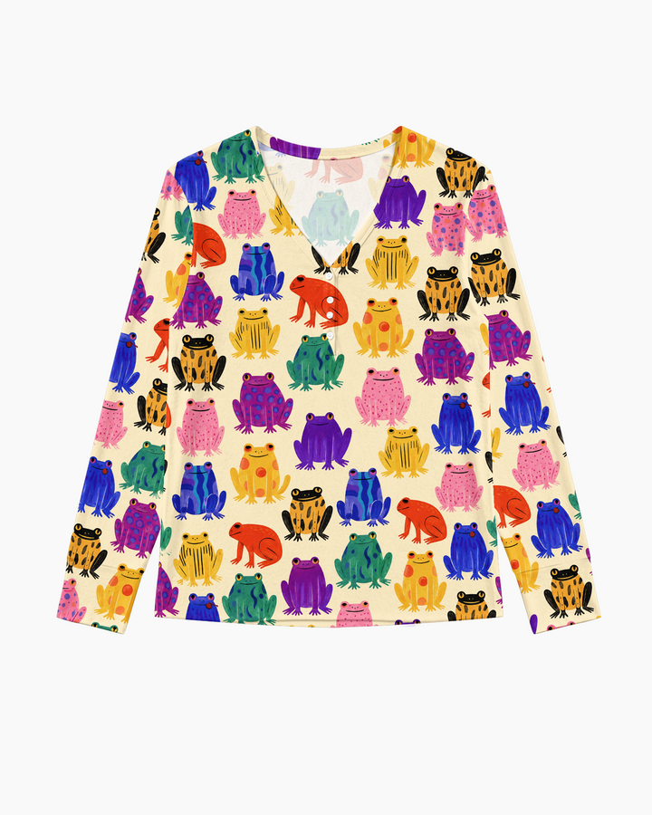 Rainbow Frog Parade Bamboo Women Pajama Set
