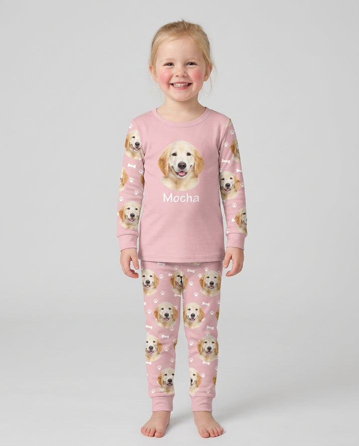 Custom Photo Pet Faces Pajamas Bamboo Two Piece Long Sleeve Pajama Set