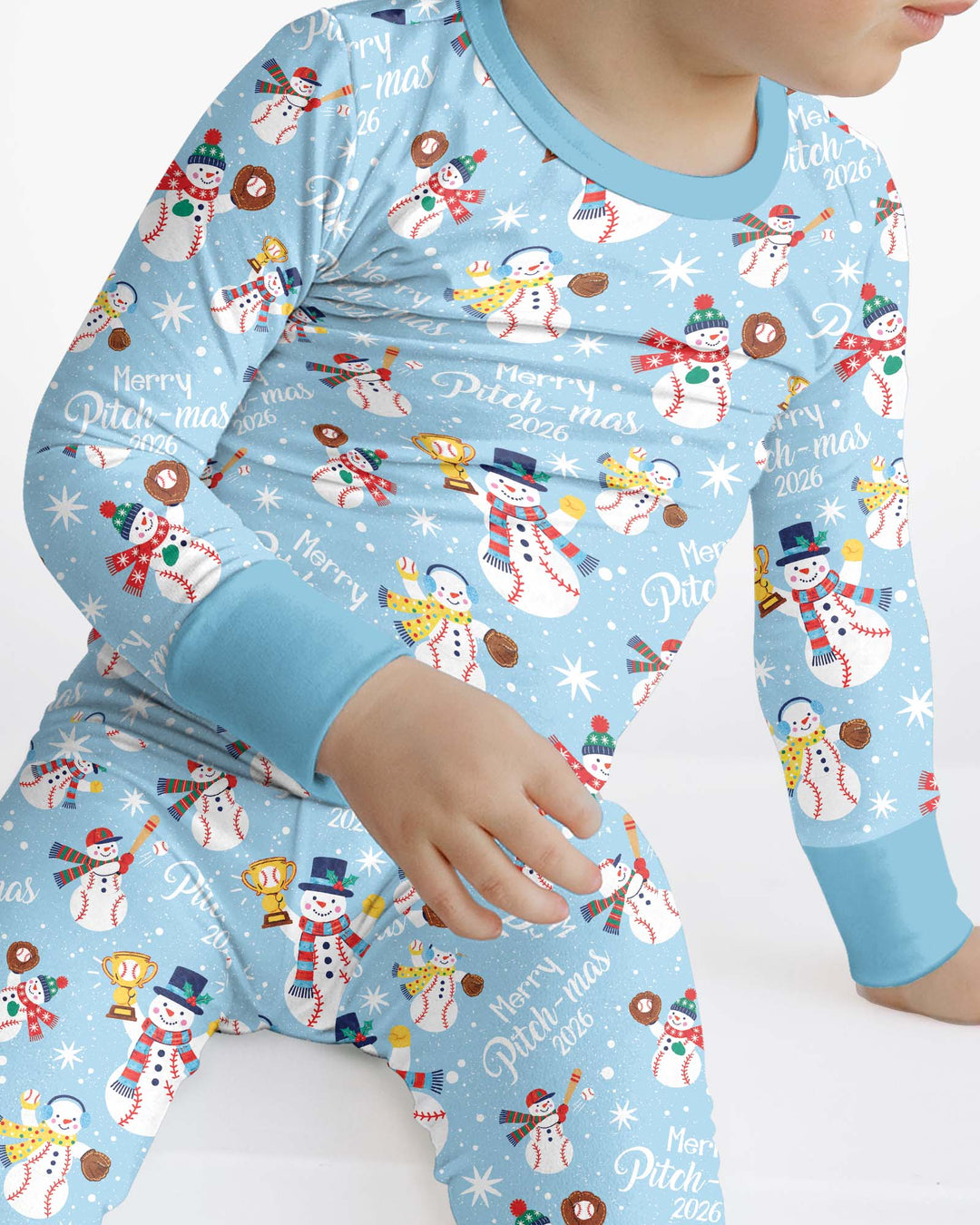 Baseball Christmas Non-custom version Bamboo Two Piece Long Sleeve Pajama Set