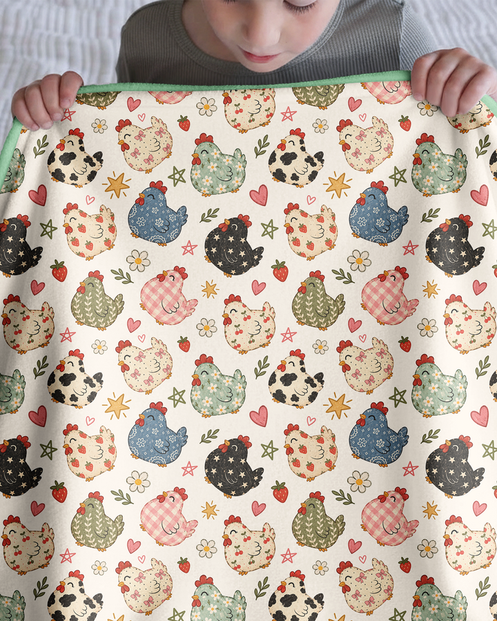 Playful Farm Chicken Bamboo Blanket