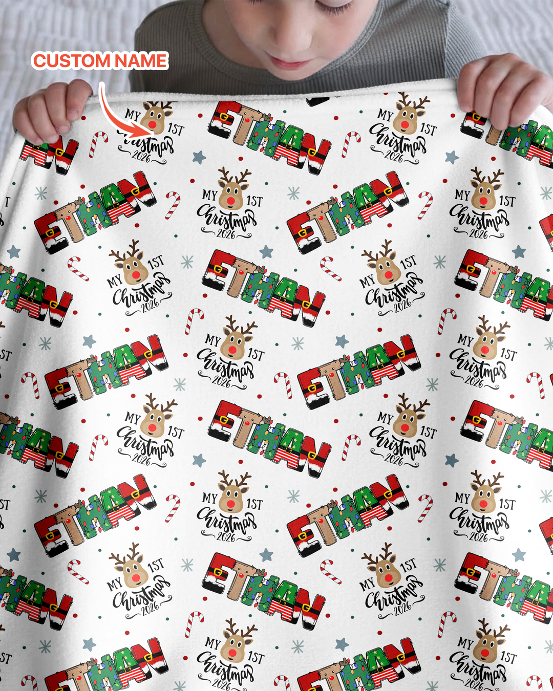 Custom Name "My First Christmas 2026" - Bamboo Blanket (G)