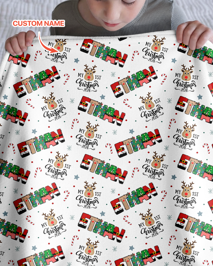 Custom Name "My First Christmas 2026" - Bamboo Blanket (G)