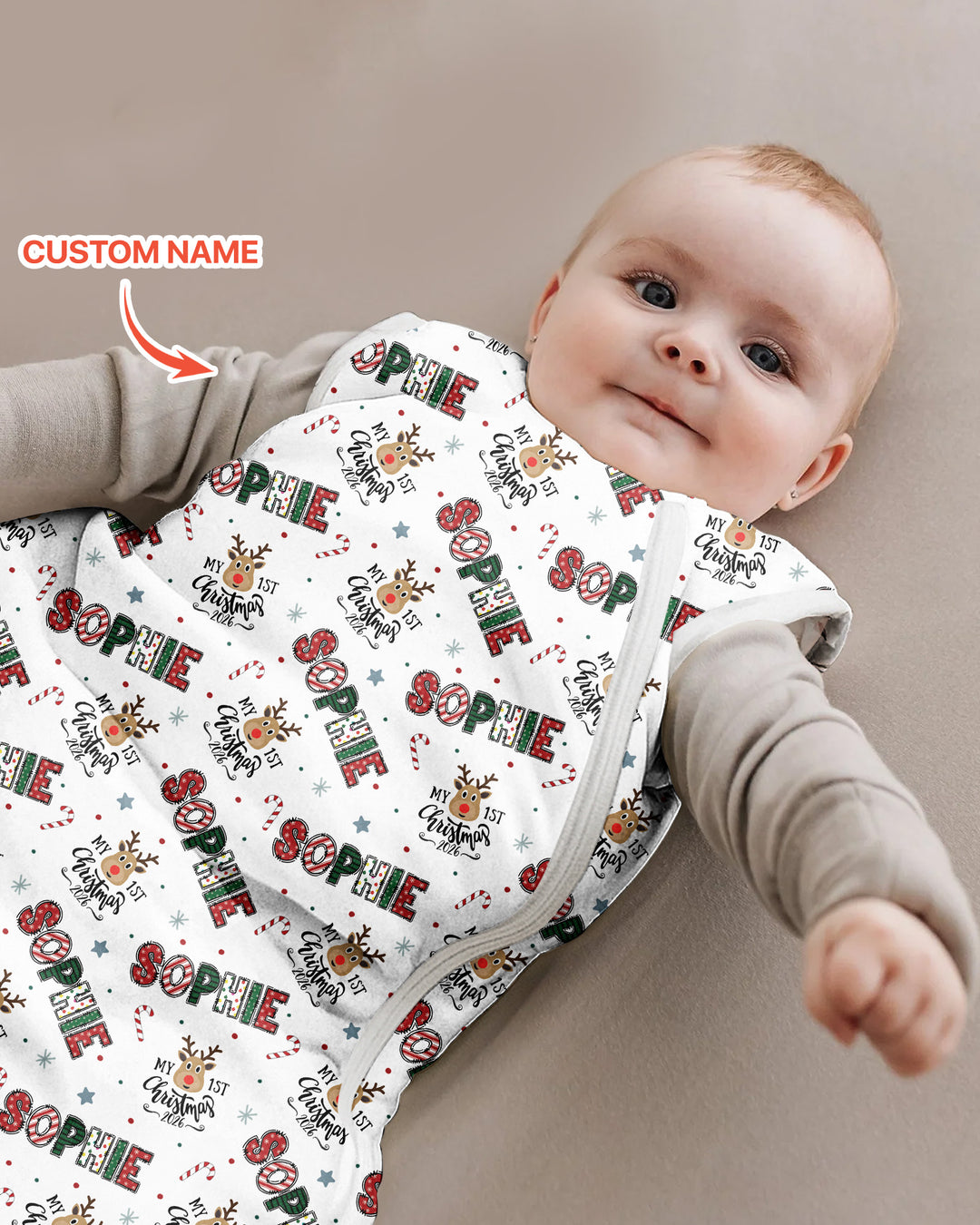Custom Name "My First Christmas 2026" - Bamboo Sleep Bag (S)